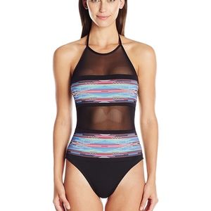 La Blanca Womens High Neck Halter Mesh Bikini